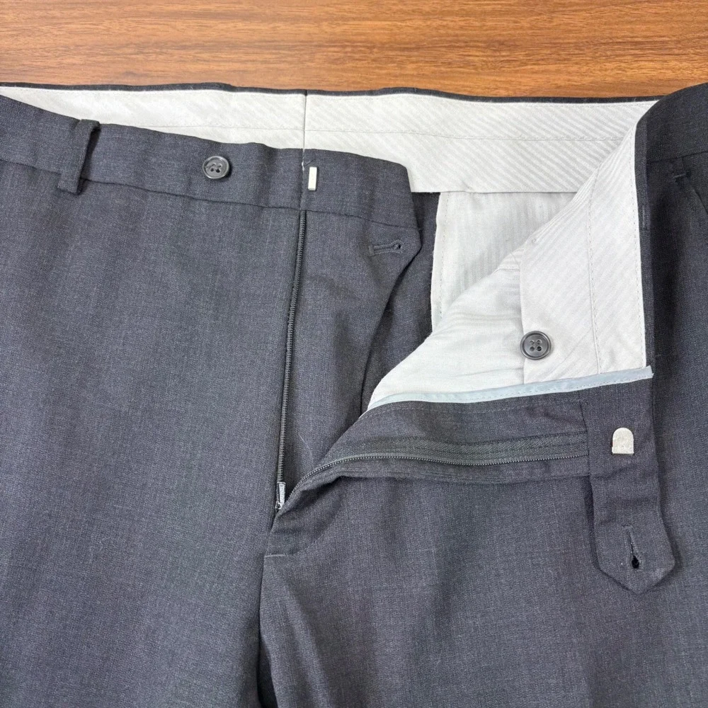 Pronto Uomo Suit Men 44R 38x28 Dark Gray Wool Blend Flat Front Corpcore Modern